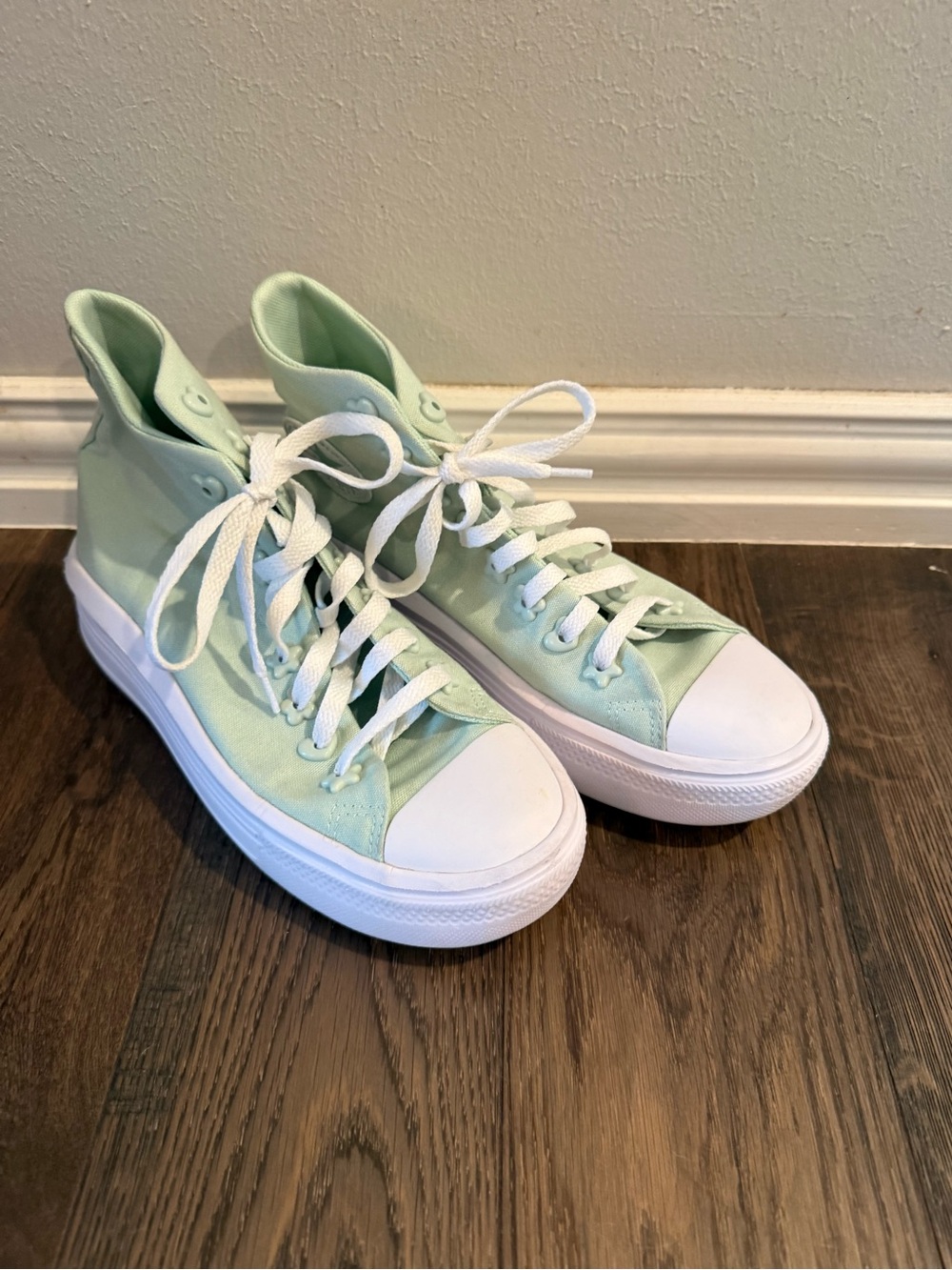 Converse High-Top Sneakers in Mint Green and White